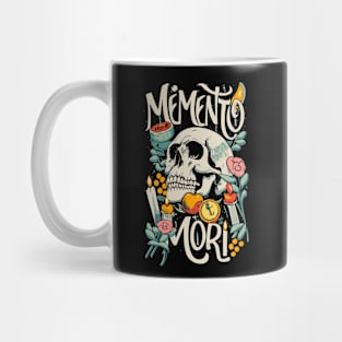 Skull and Roses Memento Mori Mug